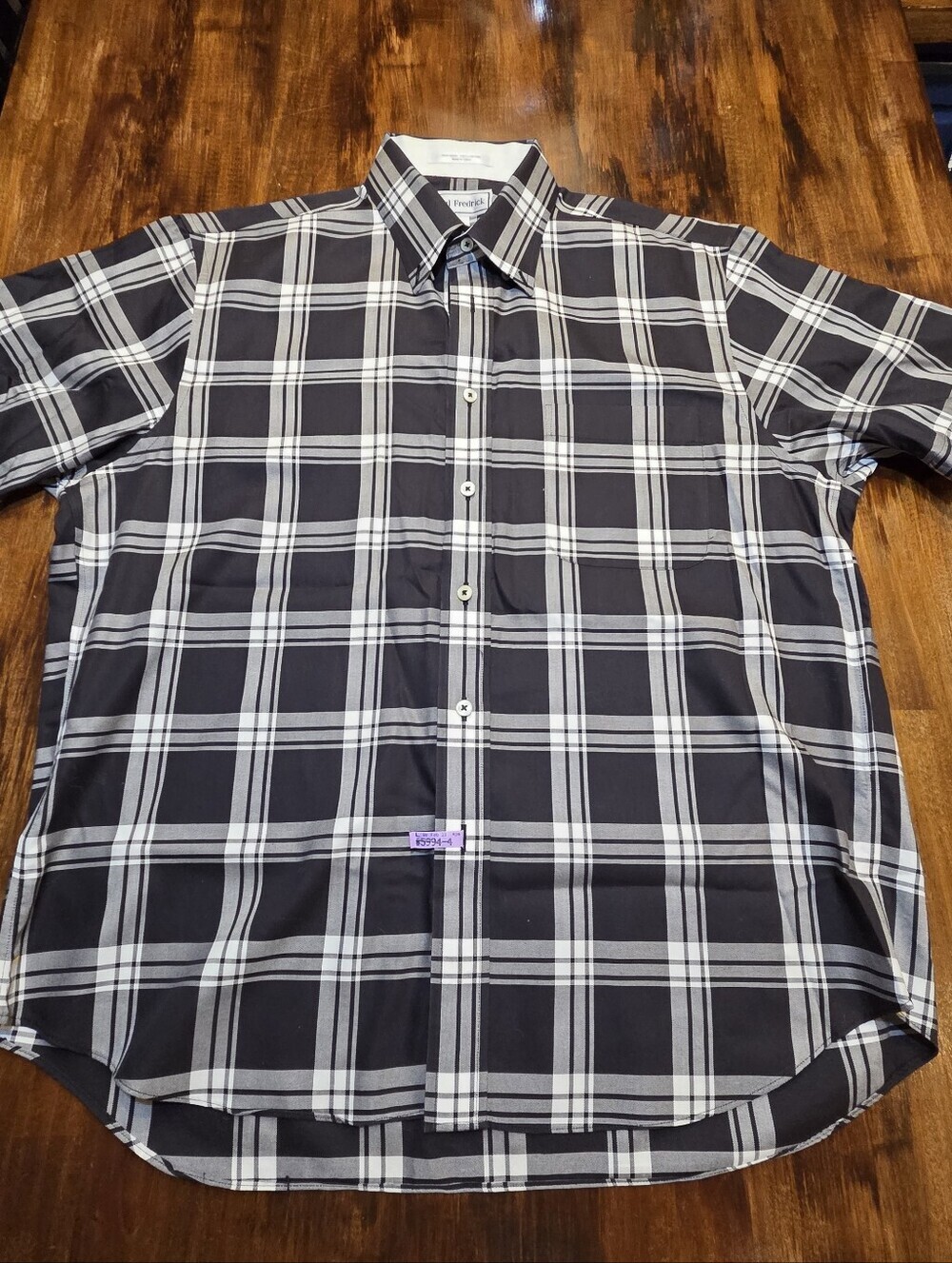 Paul Frederick 100% Cotton Non Iron Short Sleeve Button Down Checked Shirt